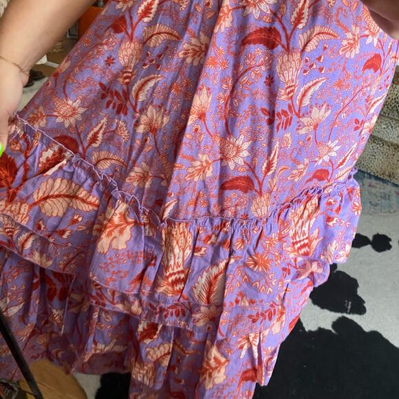 Conditions Apply Floral Tiered Elastic Waist Maxi Skirt Purple Size Medium - Picture 4 of 5